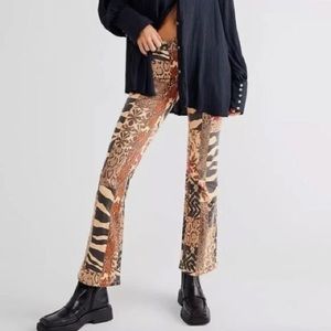 Free People flare jeans zebra print patchwork
